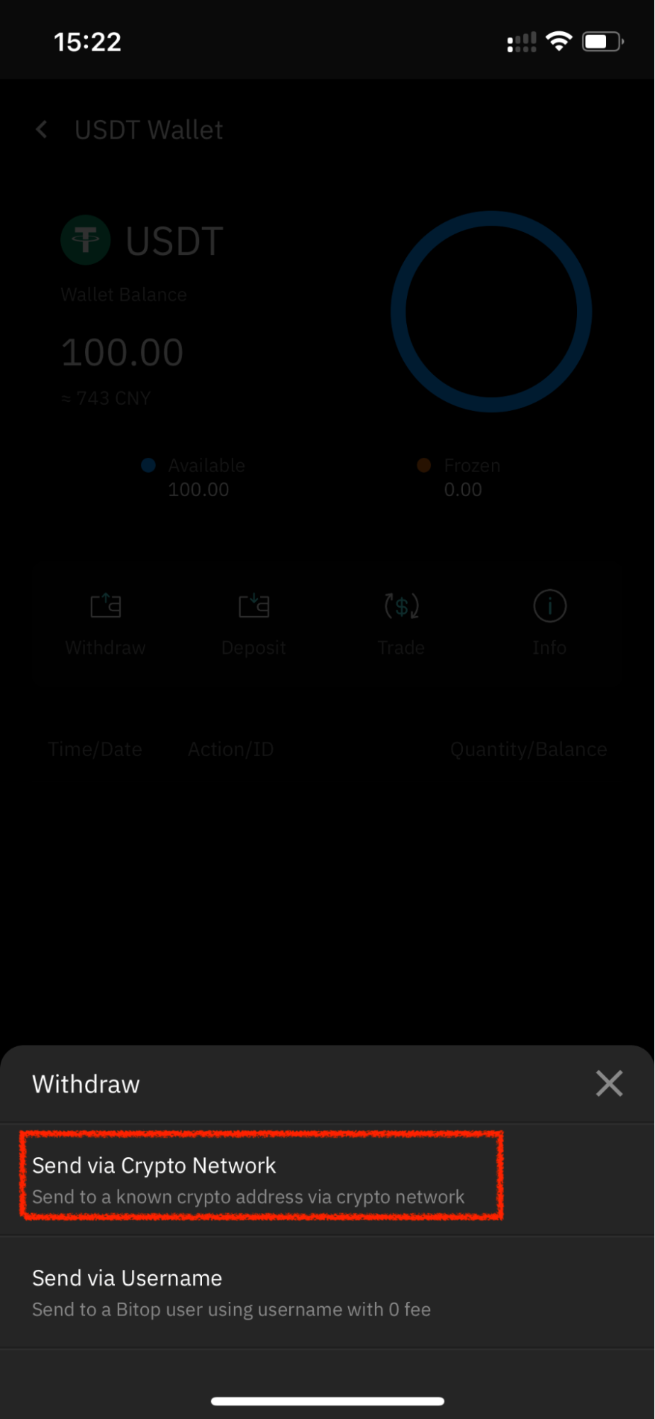 Image for sending via crypto network (App)